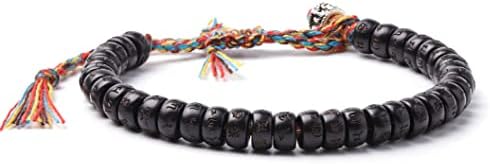 Tibetan Buddhist Coconut Shell Om Mani Padme Hum Mantra Bracelet