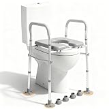 Toilettensitzerhöhung Mit Armlehnen, Toilettenstützgestell Höhenverstellbar, Toilette Aufstehhilfe, WC Stützhilfe Ohne Bohren Für Senioren, Behinderte Und Schwangere
