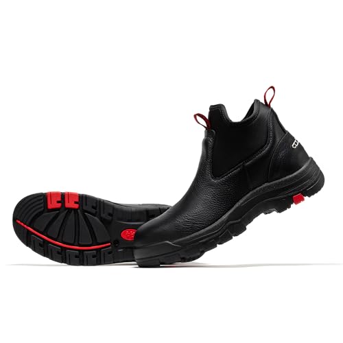 ROCKROOSTER Lanley Composite Toe 6" Black Waterproof Chelsea Work Boots for Men, ASTM Standard Safety Slip-On Boots CP3234