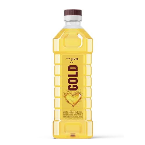 Jivo Gold Premium Refined Cooking Oil Perfect Blend of Rice Bran & Sunflower Oil | Natural Antioxidants | 1 Litre Pack