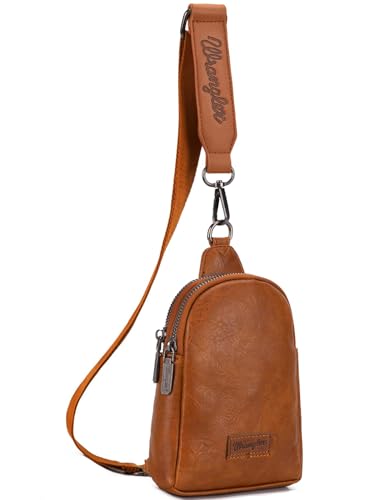 Image of Wrangler Small Sling Bag for Women, Leather Crossbody Bags Cross Body Purse Fanny Packs with Adjustable Strap for Gift