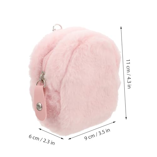 Plush Purse for Little Girl Soft Portable Mini Coin Pouch with Keyring Compact Cute Plush Bag for Earphone and Key Storage3