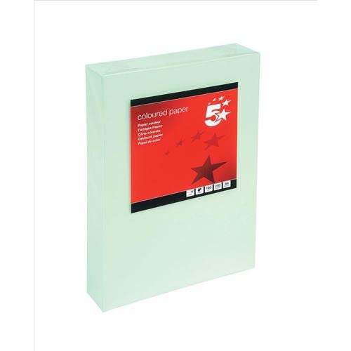 5 Star Office Coloured Card Multifunctional 160gsm A4 Light Green [250 Sheets] Free finchley Refill Pen