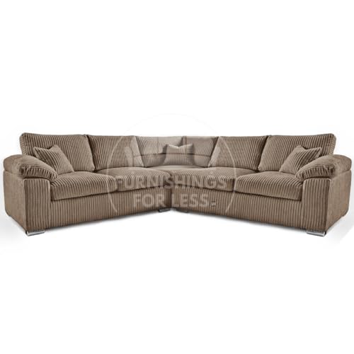 Image of New Delta Large 5 Seater Corner Sofa Coffee Jumbo Cord UK Manufactured Bespoke (Coffee, 2 Corner 2)