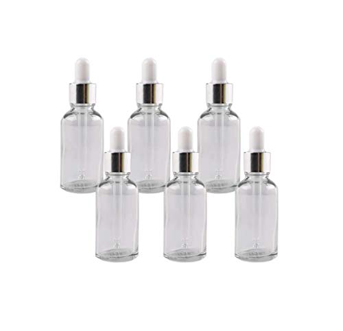 6PCS 10ml Clear Glass Essential Oil Bottle Jar With Eye Dropper Cosmetic Makeup Sample Container Bottle Pot (10ml, transparency)