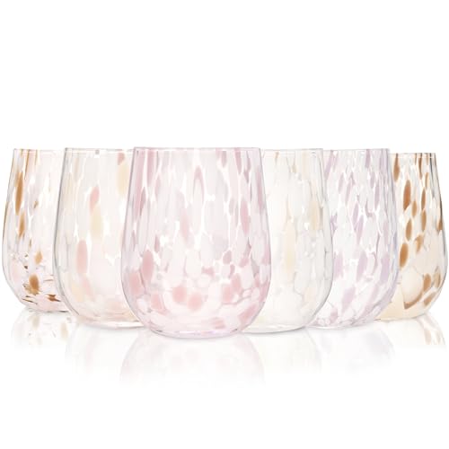 Sänger Trinkgläser Set Curacao 6-teiliges Gläser Set für 6 Personen aus Glas Wasserglas Mehrfarbig einzigartiges Design Alltag Familienessen Büro Outdoor Saftgläser Set | 320 ml