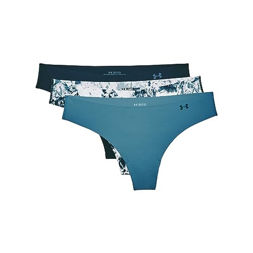 Image of Under Armour Women's Thong Printed Underwear 3-Pack, Blue Flannel (597) /Blue Flannel, Large