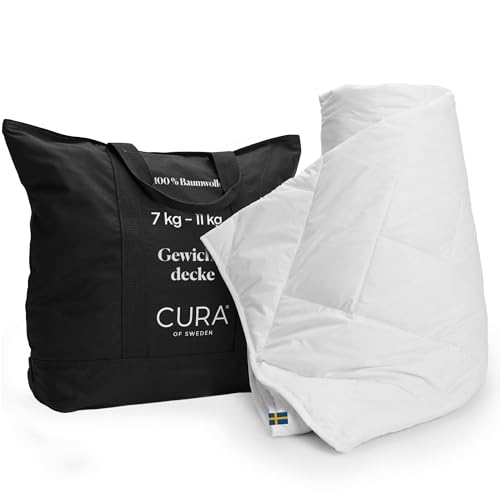 CURA Pearl Classic Gewichtsdecke 135x200 7kg - Anti Stress Therapiedecke - Schwere Decke für tiefen...