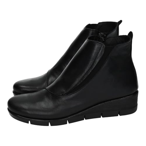 48 Horas 421112/01 Botines de Piel 421112/01 para Mujer, Negros Marca 48 Horas con cuña 4 cm y Cremallera Lateral, cómodos y cálidos Mujer Botines Negro 37