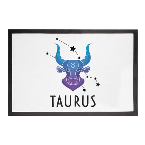 Paillasson Blanc Taurus Astrologie de 75x50cm avec Design Céleste