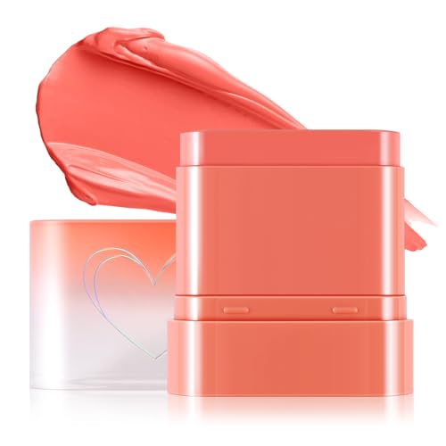 Boobeen Creme Blush für Wangen, Multi-Use Makeup Blush Stick Waterproof Long Lasting Rouge Stick für Augen, Lippen und Wangen, Soft Thin Blush Stick für erröten und Dewy Look