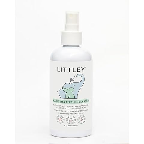 Think Smarter Products Littley Pacifier & Teether Cleaner with Hypochlorous Acid, Non-Toxic & Alcohol-Free, Gentle Formula for Cleaning Baby & Toddler Essentials, 8oz Spray Bottle Cover