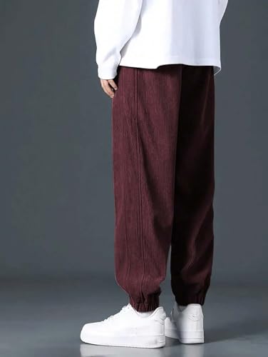 Image of KOTTY Men's Solid|Button|Wide|Loose fit|Corduroy Trousers & Pant for Men