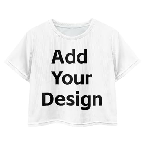 Image of Girls Fashion Crewneck Tee Shirts Casual Short Sleeve Crop Top Summer Outfits 5-14 Years Old
