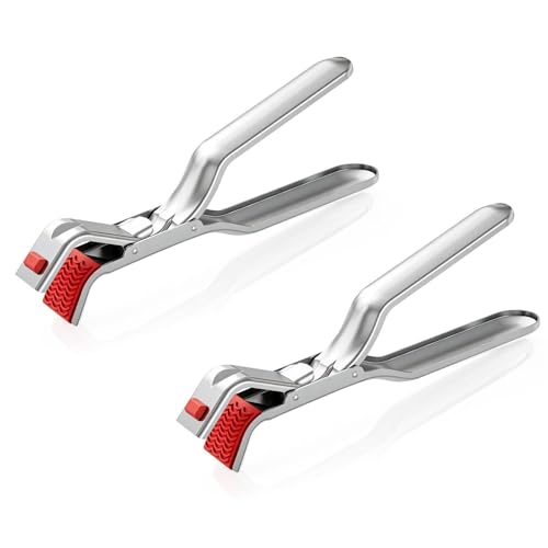 Hot Plate Gripper,Anti Scald Bowl Holder Clip,Multi Function Hot Plate Gripper Clips Tongs Clamp Pot Holder,Stainless Steel Hot Plate Gripper Tongs for Microwave,Pizza Pan,Toaster,Air Fryer,Oven(2PCS) by incthoust - Used condition - US$9.57