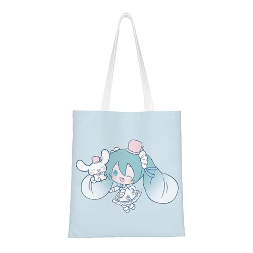トートバッグ 初音ミク Miku 美少女 萌え キャンバストート ショッピングバッグ レディース 大容量 肩掛 手提げ 出掛けバッグ かわいい 軽量 エコバッグ 通勤 通学 旅行用 男女兼用
