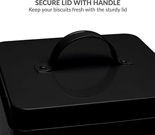 Lata para galletas de hierro resistente caja de almacenamiento de metal negro 8