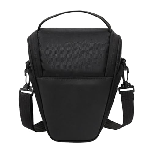 Bolsa bandolera de nylon negro con bolsillo lateral resistente a la suciedad para cámara compacta