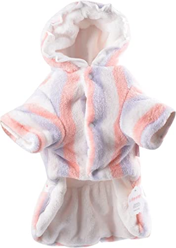 Chezabbey Fluffy Faux Fur Small Rainbow Dog Hoodie Dress Warm Dog Sherpa Jacket Soft Fleece Pet Girl Doggie Coat Adorable Puppy Sweater Cat Winter Clothes Thick Kitten Sweatshirt Apparel #TOP2