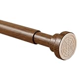 Vorhangstange Klemmstange aus Edelstahl, 40–100 Cm Verstellbar, Rutschfest, Holzoptik, Drehverschluss für Badezimmerfenster und Schränke(Brown,40-55cm/16-22in)