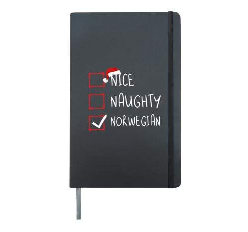 Nice Naughty Norwegian Christmas Norway Heritage Roots Hardcover Journal, Black