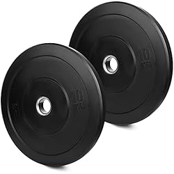Discos Bumper 5 Kg wuuhoo® Platos de pesas olímpicas Bruce 50mm - Bumpe Plates, platos de goma maciza que absorben los golpes, juego de 2 pesas para barbell, negro, entrenamiento con pesas