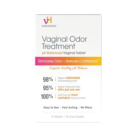 vH essentials Vaginal Odor Treatment - pH Balanced Vaginal Suppositories - 6 Tablets With Applicator, White, (667-06) Cover