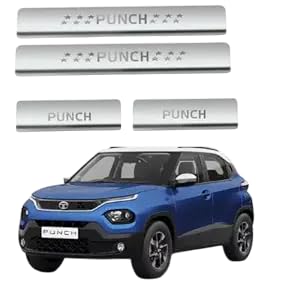 Uneestore Car Footstep Door Sill Plate Stainless Steel Chrome Finish for TATA Punch (Set of 4PCS)