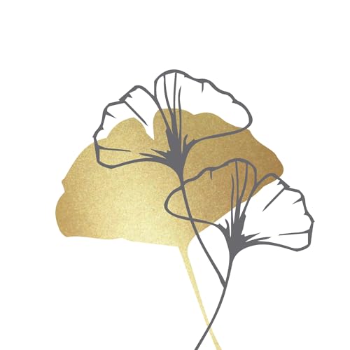 20 Servietten Natur Ginkgo gold auf weiß als Tischdeko. Papierservietten mit Motiv. Auch für Decoupage und Serviettentechnik 33x33cm