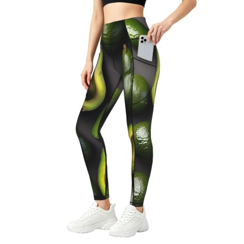 Pantalones de yoga casuales de aguacate con prácticos bolsillos para correr y fitness 1