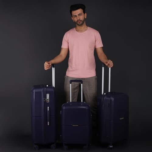 Image of 3G VACANZA Hard-Side Polypropylene Cabin & Check-in Luggage Set of 3 Blue Trolley Bags (55, 65 & 75 Cm)