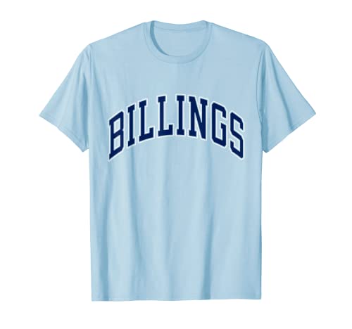 Billings Montana MT Varsity Style   Texto azul marino Camiseta