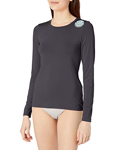 Rip Curl Women's Whitewash Loose-Fit Long-Sleeve UV Rashguard Top, Dark Grey, X-Small