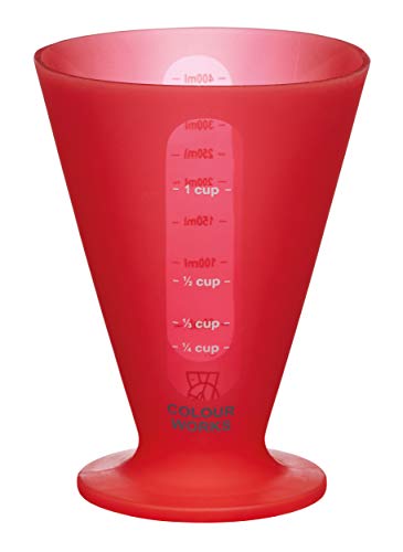 Colourworks Silicone Measuring Cup for Liquid and Dry Ingredients, Cherry, 400 ml/1 Cup