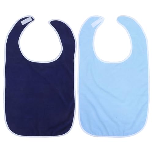 UKCOCO Lot de 2 Bavoirs Réutilisables pour Adultes Seniors, Double Face en Polyester Résistant aux Taches, Taille Unique, Protection Repas et Aide Alimentaire pour Personnes Âgées