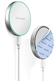 Galvanox Compatible with MagSafe Wall Mounted Magnetic Wireless Charger (15W) Fast Charging, Stick-on Adhesive Design with Long Removable USB-C Cable (10Ft) White