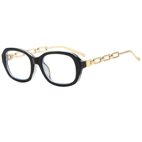 Lunettes de soleil à monture chaîne rétro et verres plats classiques pour homme et femme