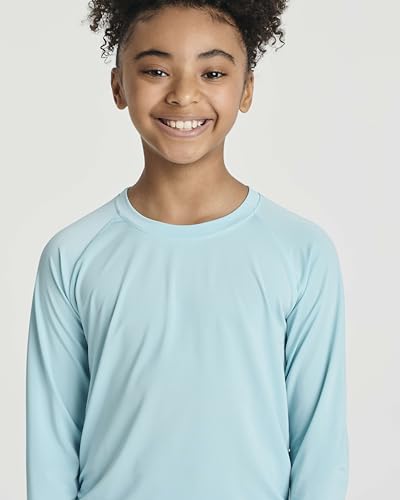 Image of Real Essentials 4 Pack: Girls' Rash Guard Swim Shirts - Long Sleeve UPF Sun Protection Tops (Ages 4-16)