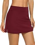 LouKeith Tennis Skirts for Women High Waisted Athletic Active Golf Skorts Mini Workout Running Skirts with Shorts Pockets Burgundy M