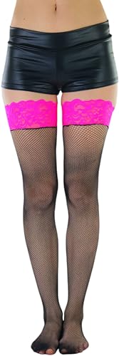 Image of ToBeInStyle Women's Fine Classic Fishnet Thigh High Stretch Nylon Novelty Stockings