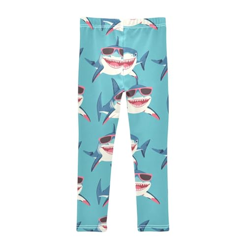 Shark in Sunglass Girls Leggings,Workout Leggings for Girls Toddler Athletic Legging Size for 3-10T2