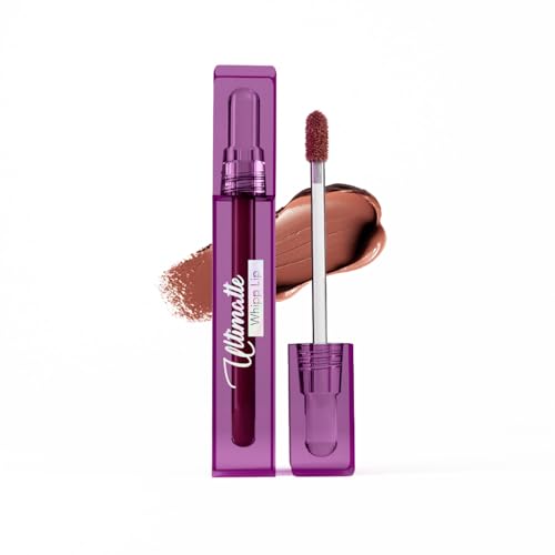 Image of Blue Heaven Ultimatte Whipp Lip Liquid Lipstick Waterproof Infused with Cocoa Butter & Rosehip Oil | Hydrating | Airy Mousse Texture | Soft Matte Finish | Intensely Pigmented | Velvet Brown | 3 ML