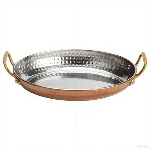 NAUXIU Paellera ovalada española – Plato de langosta de acero inoxidable antiadherente sin revestimiento con doble mango para hogares o restaurantes