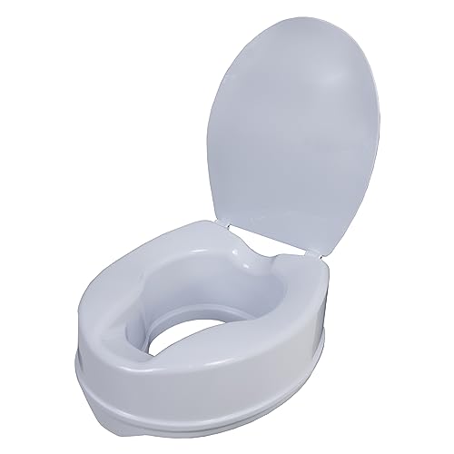 Sanitec - Elevador WC Adulto con Tapa (10 cm de altura), Alzador WC Adulto, Asiento Elevador WC Universal, Adaptador WC para Mayores y Minusválidos, Elevadores Inodoros para Adultos