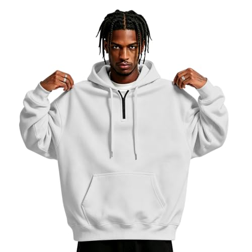 Fleece Hoodie Men Quarter Zip Fleece Lined Fall Hoodies Sweat Shirt - image 1
