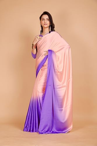 Image of Garden Vareli Lace Border Satin Saree with Unstitched Sequin Blouse Piece