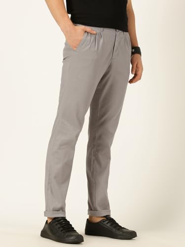 Image of Thomas Scott Men's | Solid | Breathable Fabric | 4 Pockets | Casual | Mid Rise | Regular Fit | Cotton Linen | Button Clouser | Chino Trouser | Pants
