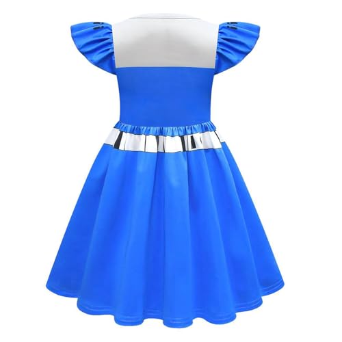 Girls Cartoon Dress Summer Casual Dresses Kids Ruffle Sleeve Playwear Outfit2