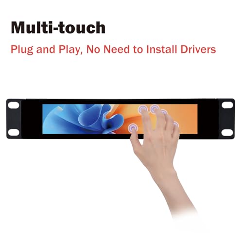 Image of GeeekPi 6.91 inch 1424x280 LCD Touch Screen 1U Rack Mount Monitor for DeskPi RackMate T0 /T1 /T2 /T0 Plus /T1 Plus /TL1 Server Cabinet and 10 inch Server Rack