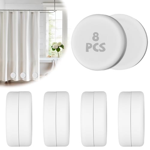 UHETLET 8 Stück Duschvorhang Gewichte Runde Badevorhang Magnet Duschvorhang Beschwerer mit Silikonbeschichtung vorhänge Duschvorhänge Magnete Unten Beschwerer für Flaggen Gardinen Tischdecken Weiß